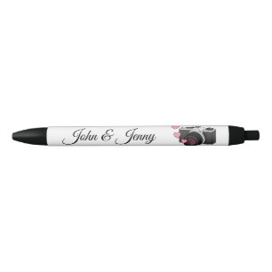 Camera Photographer Custom Wedding Favour Gift Black Ink Pen