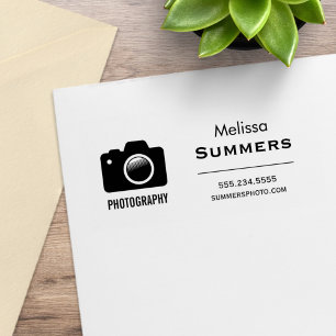 Camera Photography - Photographer Contact Info Rubber Stamp