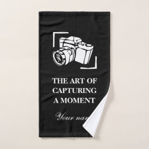 Camera photography quote black and white custom hand towel