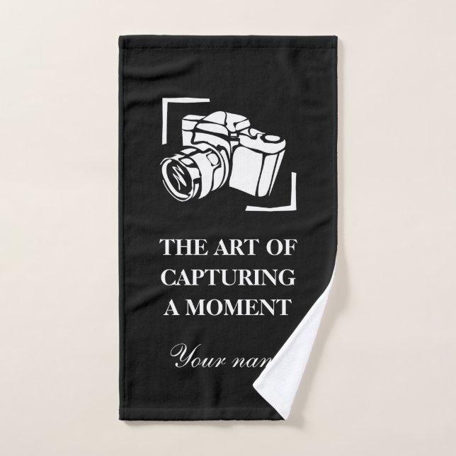 Camera photography quote black and white custom hand towel (Hand Towel)