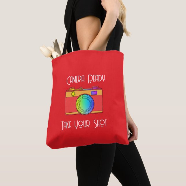 Camera Ready Take Your Shot Red      Tote Bag (Close Up)