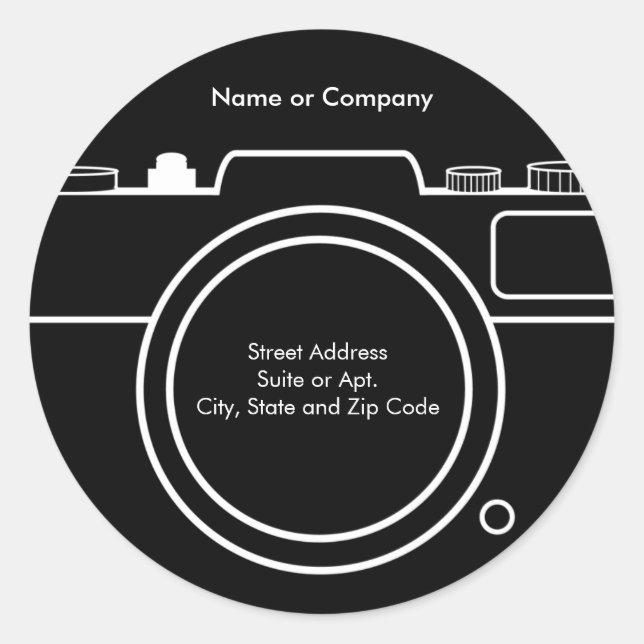 Camera Return Address Label - Black & White (Front)