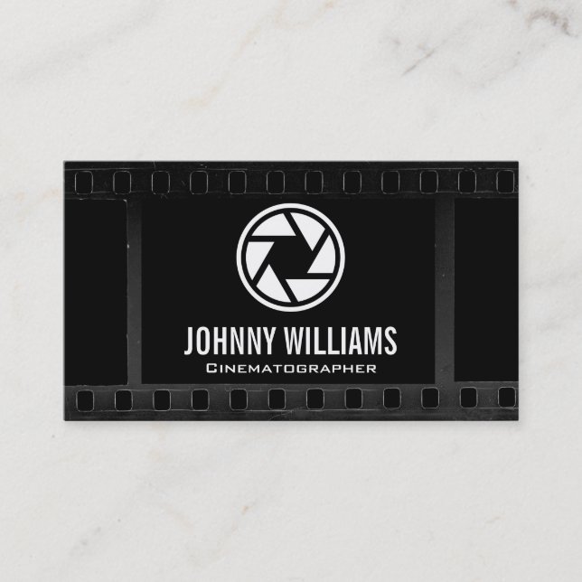 Camera Shutter Lens | Film Background Business Card (Front)