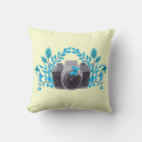 Camera With Azure Blue Leaves And Butterflies