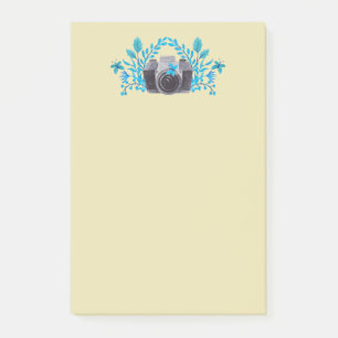 Camera With Azure Blue Leaves And Butterflies Post-it Notes