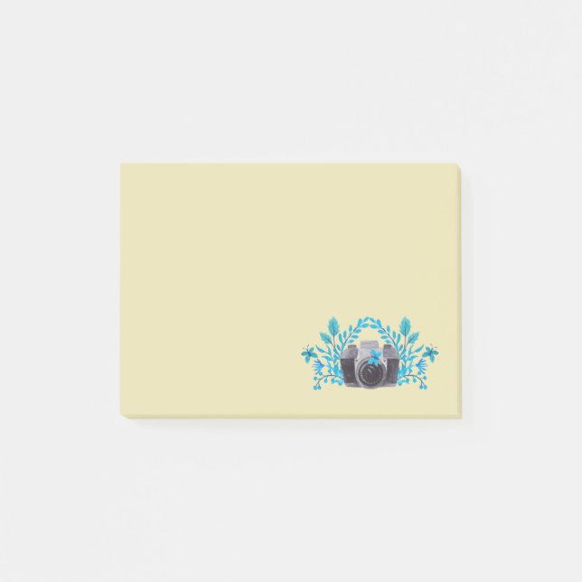 Camera With Azure Blue Leaves And Butterflies Post-it Notes (Front)