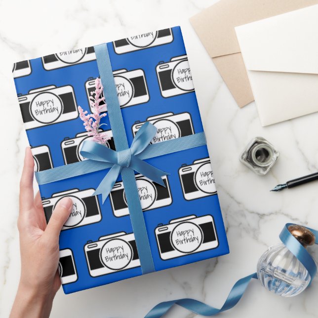 Camera with Birthday Text   Wrapping Paper (Gifting)