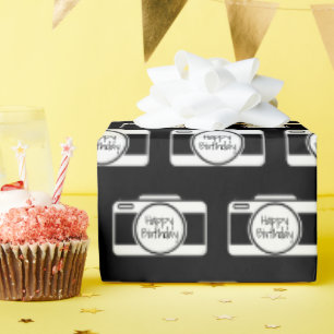 Camera with Birthday Text  Wrapping Paper