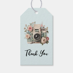 Camera with Flowers Retro Pastel Image Thank You Gift Tags