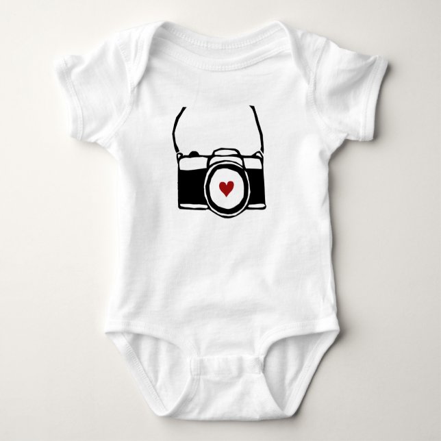 Camera with Strap Photographer Baby Bodysuit (Front)