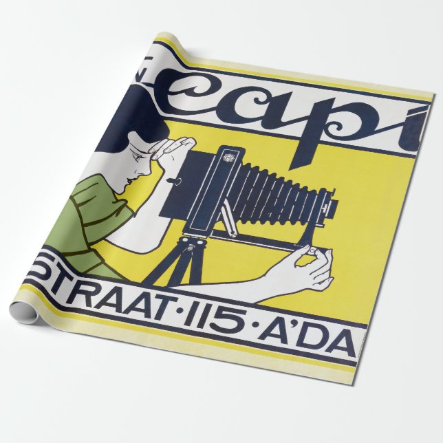 Camera Woman, Photographer, Van Caspel Wrapping Paper (Unrolled)