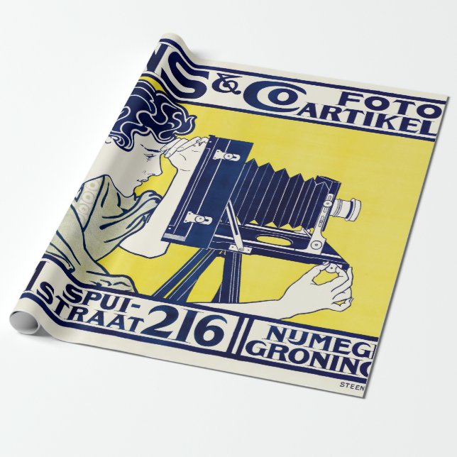 Camera Woman, Photographer, Van Caspel Wrapping Paper (Unrolled)