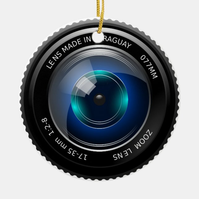 Camera Zoom Lens Photography Photographer Gift Ceramic Tree Decoration (Front)