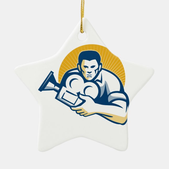 Cameraman Movie Director Movie Camera Ceramic Tree Decoration (Front)