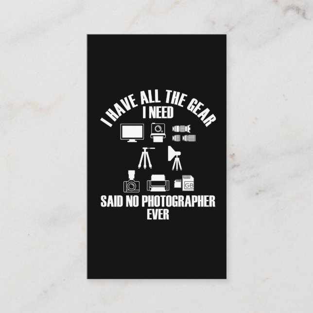 Cameraman Photographer Photography Equipment Joke Business Card (Front)