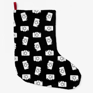 Cameras Pattern Retro Camera Art Print Design Large Christmas Stocking