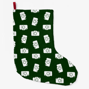 Cameras Pattern Retro Camera Art Print Design Large Christmas Stocking