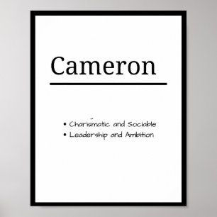 Cameron, Boy Personalized Name Definition  Poster