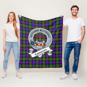 Cameron Clan Badge Tartan Plaid Fleece Blanket