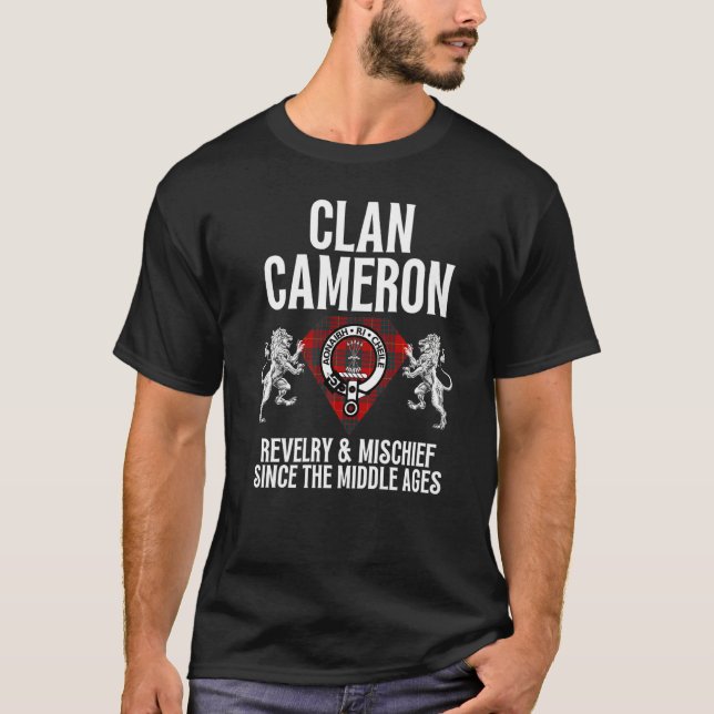 Cameron Clan Scottish Name Coat Of Arms Tartan Fam T-Shirt (Front)