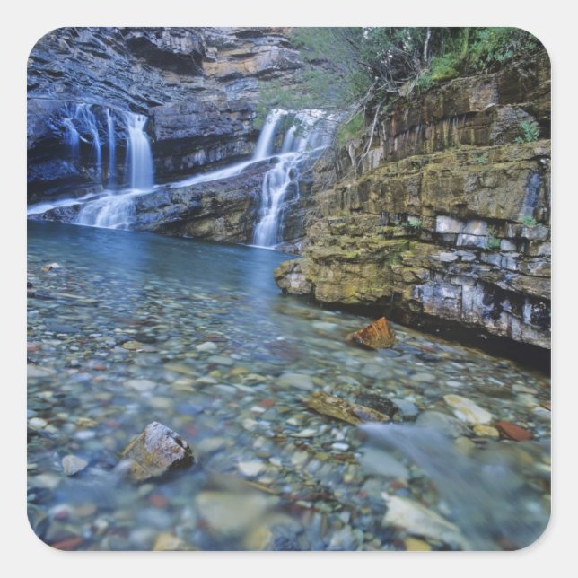 Cameron Falls in Waterton Lakes National Park in 2 Square Sticker (Front)