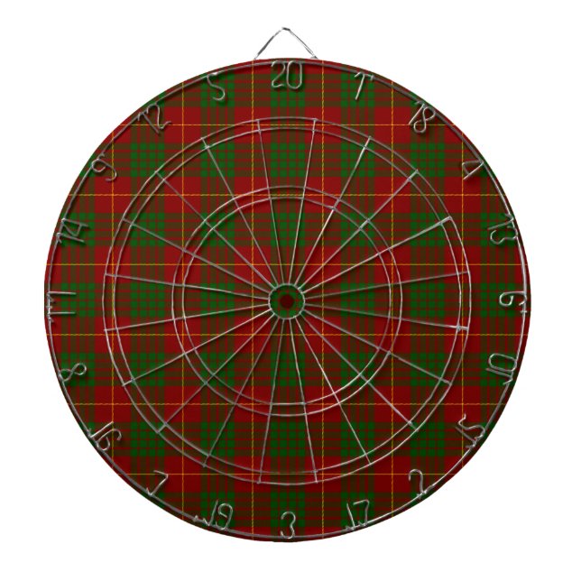 Cameron tartan red green plaid dartboard (Front)