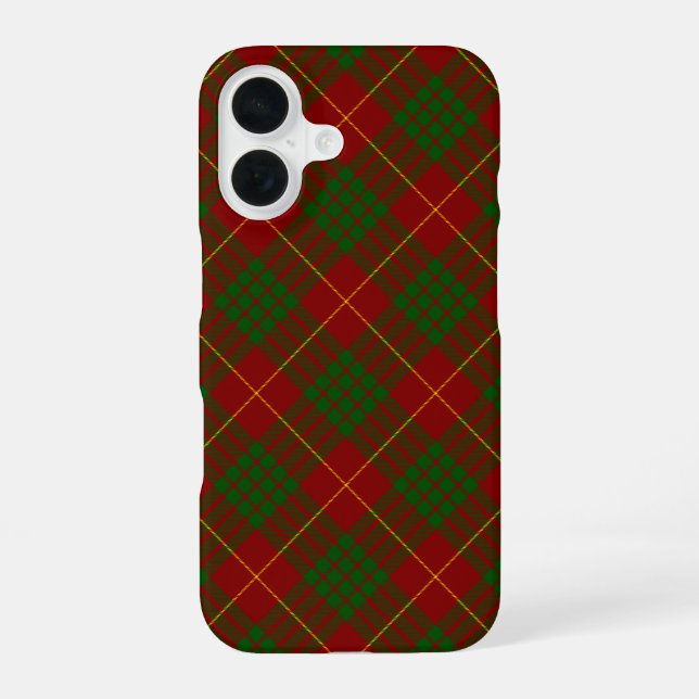 Cameron tartan red green plaid iPhone 16 case (Back)