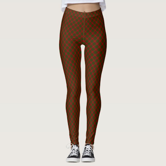 Cameron tartan red green plaid leggings (Front)