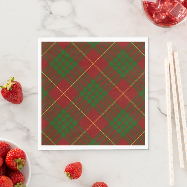 Cameron tartan red green plaid napkin (Insitu)