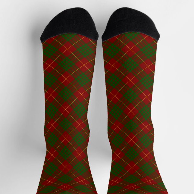 Cameron tartan red green plaid socks (Top)