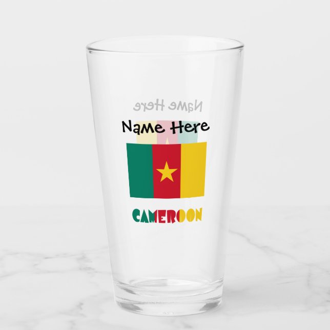 Cameroon and Cameroonian Flag Personalised  Glass (Front)