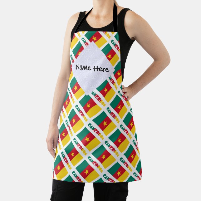 Cameroon and Cameroonian Flag Tiled Personalised  Apron (Insitu)