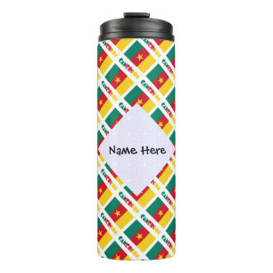 Cameroon and Cameroonian Flag Tiled Personalised Thermal Tumbler
