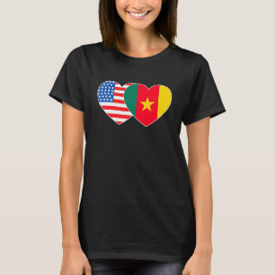Cameroon and USA Flag Twin Heart for Cameroonian A T-Shirt