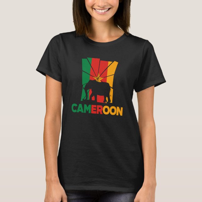Cameroon Cameroonian Cameroon Flag Elephant Silhou T-Shirt (Front)