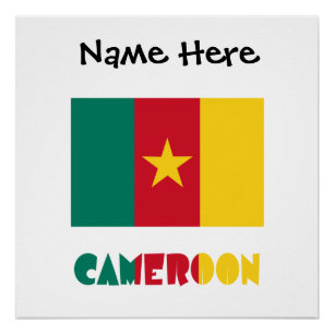 Cameroon Cameroonian Flag Black Personalisation  Poster
