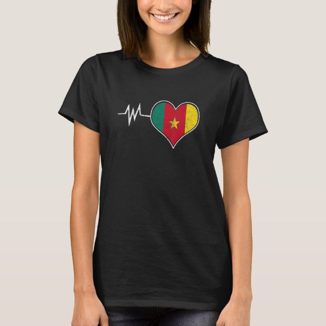 Cameroon Cameroonian Flag Proud Heart Love Flag Me T-Shirt (Front)