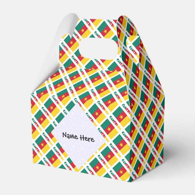 Cameroon Cameroonian Flag Tiled Personalised  Favour Box (Front Side)