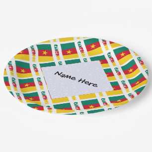 Cameroon Cameroonian Flag Tiled Personalised  Paper Plate
