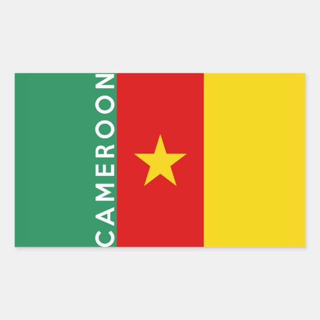 cameroon country flag symbol name text rectangular sticker (Front)