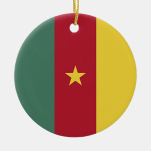 Cameroon flag ceramic tree decoration