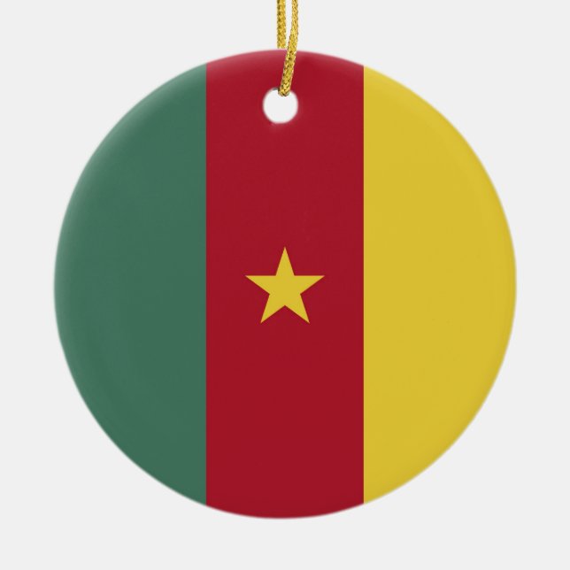 Cameroon flag ceramic tree decoration (Front)