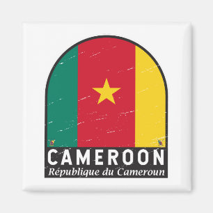 Cameroon Flag Emblem Distressed Vintage Magnet