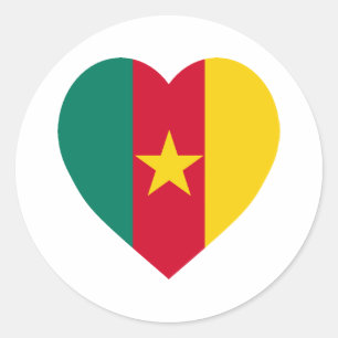 Cameroon Flag Heart Classic Round Sticker
