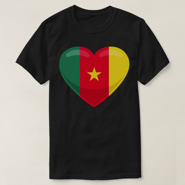 Cameroon Flag Heart T-Shirt (Design Front)
