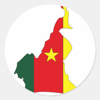 Cameroon flag map classic round sticker