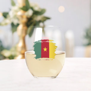 Cameroon flag stemless wine glass