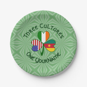 Cameroon Ireland USA Shamrock Personalise Text Paper Plate