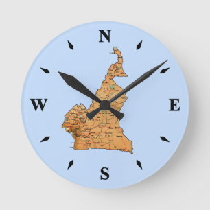 Cameroon Map Clock