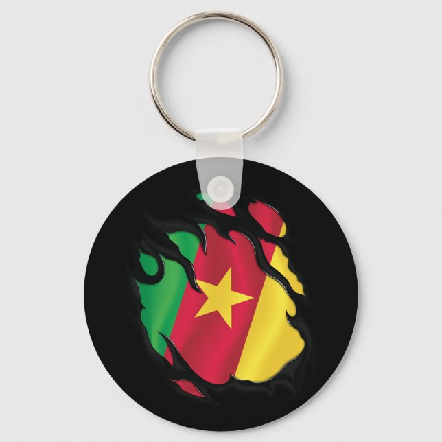 Cameroon Ripped Flag Key Ring (Front)